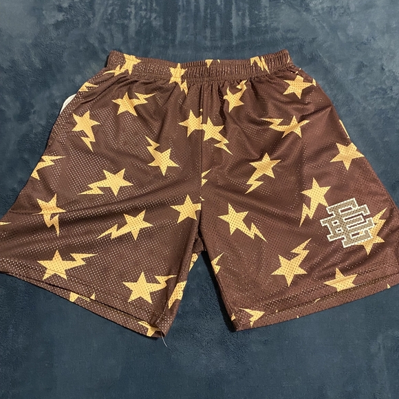 Eric Emanuel Brown and Gold Star Athletic Shorts - Picture 1 of 2